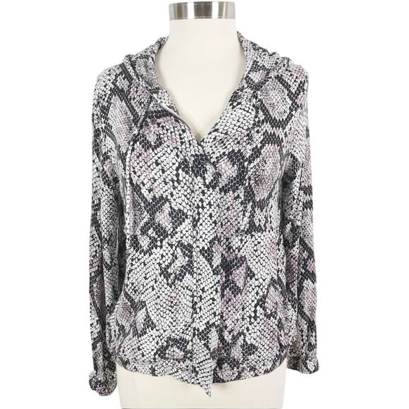 Chaser Medium M Heirloom Snake Print Cropped Hooded Jacket Animal Black Purple - Picture 1 of 12